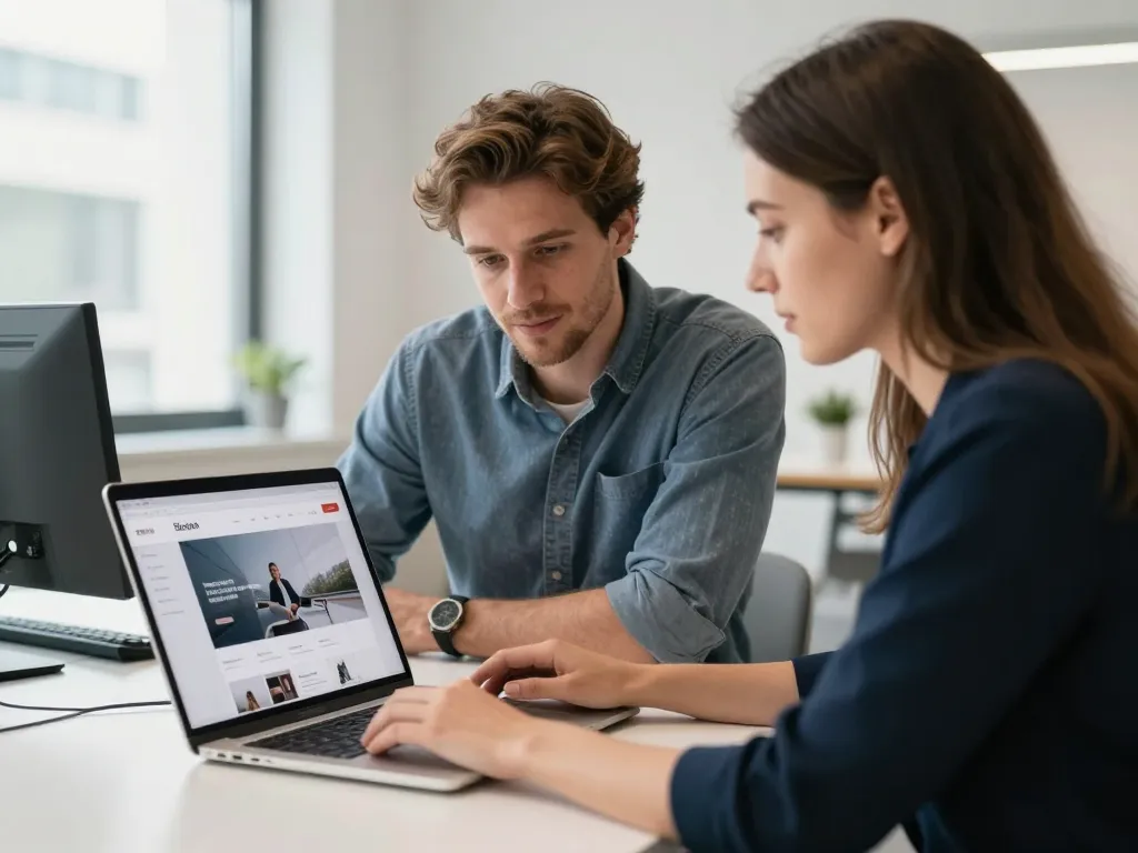 Équipe d'experts en stratégie digitale collaborant sur un projet web dans leur agence de Mérignac Centre.