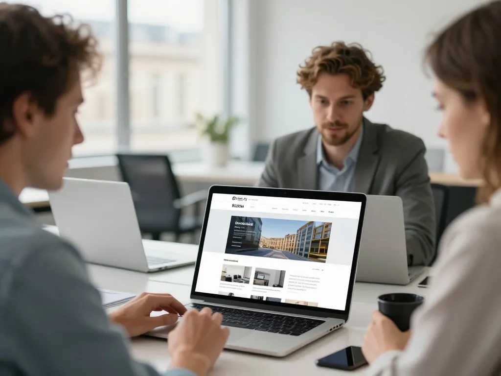 Équipe de professionnels travaillant sur la refonte d'un site internet dans une agence spécialisée à Bordeaux.