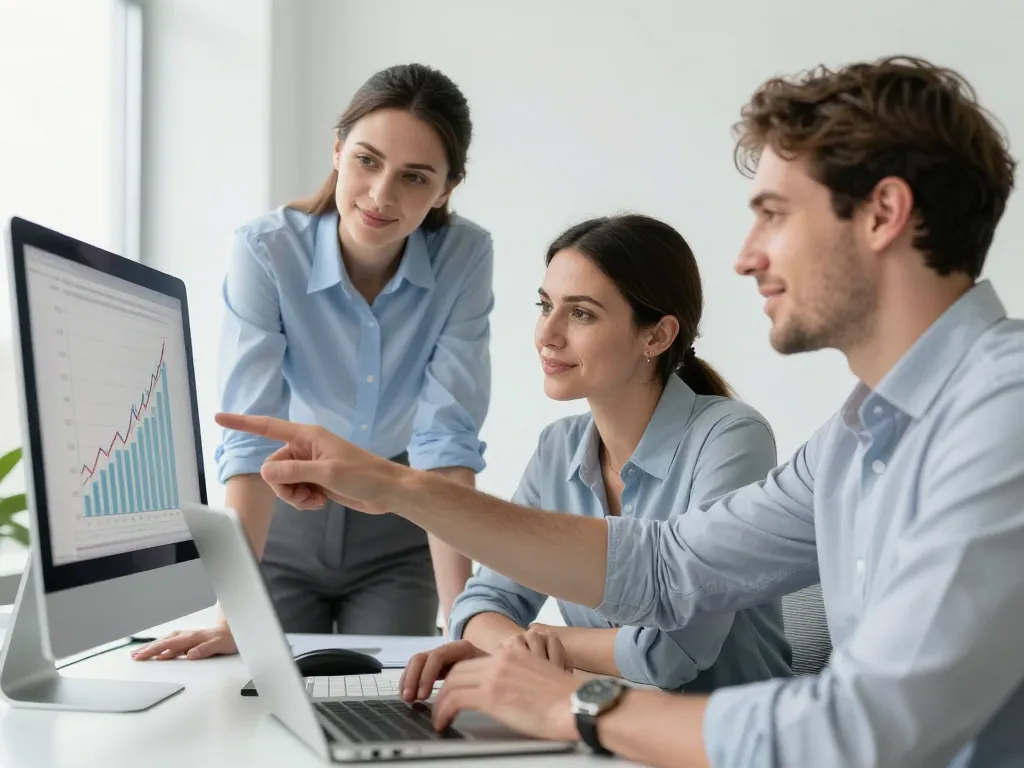 Une équipe de consultants experts en publicité digitale collaborant dans un bureau moderne et lumineux à Bordeaux pour optimiser des campagnes Google Ads.