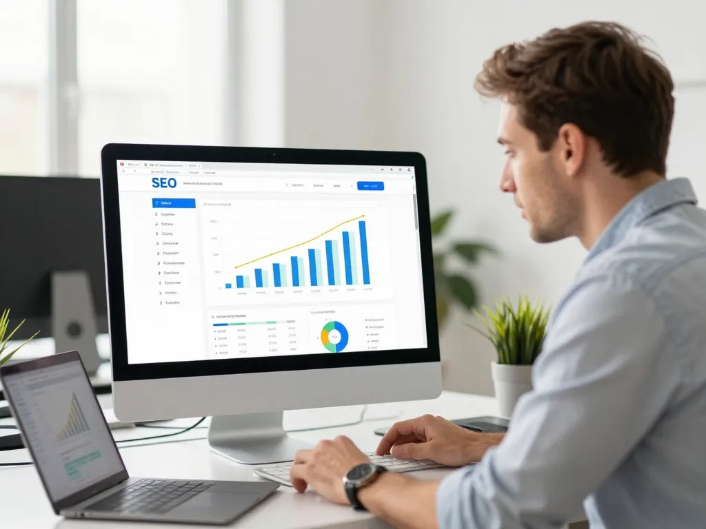 Un développeur et une experte SEO travaillant sur la refonte d'un site internet dans un bureau moderne à Bordeaux.